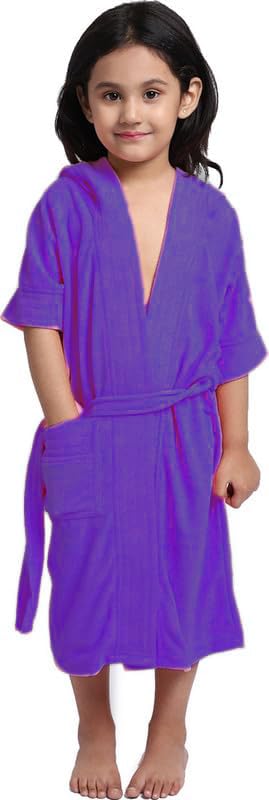 ELEVANTO Kids Hooded Bathrobe Gown - Purple