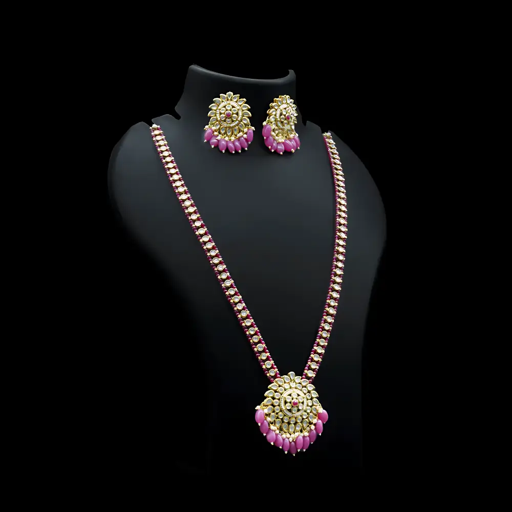 Buy Lucky Jewellery Designer Gold Plated Maroon Color Copper Partywear  Stone Long Necklace Set For Girls & Women (430-G2SR-1083-RED) Online at  Best Prices in India - JioMart.